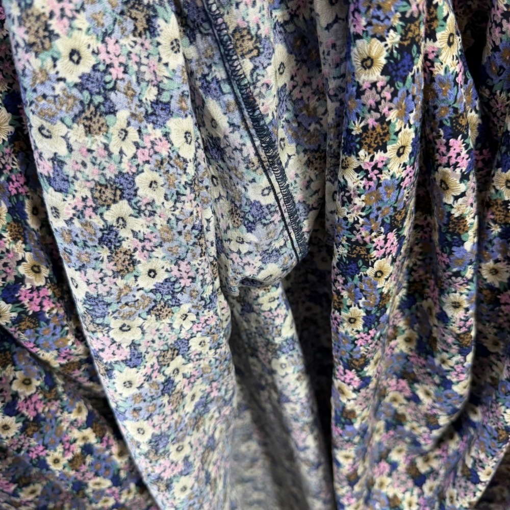 Natural Life Floral Maxi Dress Womens Large Button Front Smocked Sleeve Boho L - Picture 11 of 13